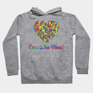 Love is the vibes! Colorful Puzzle Heart Hoodie